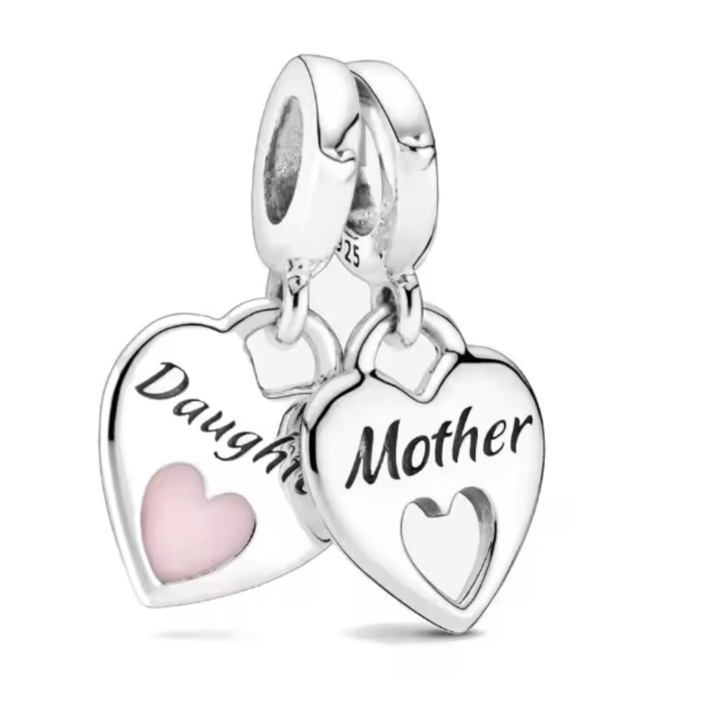 Mother & Daughter Heart Charm – Bracelet Dangle Charm